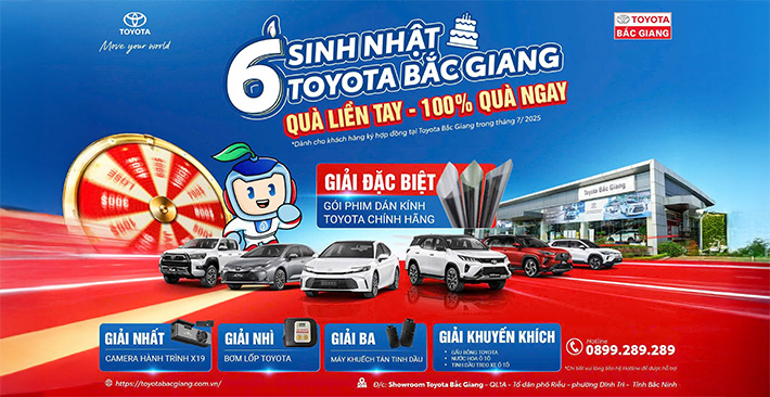 Mừng Sinh Nhật 6 Năm Toyota Bắc Giang - Quay Liền Tay, Trúng Quà Ngay